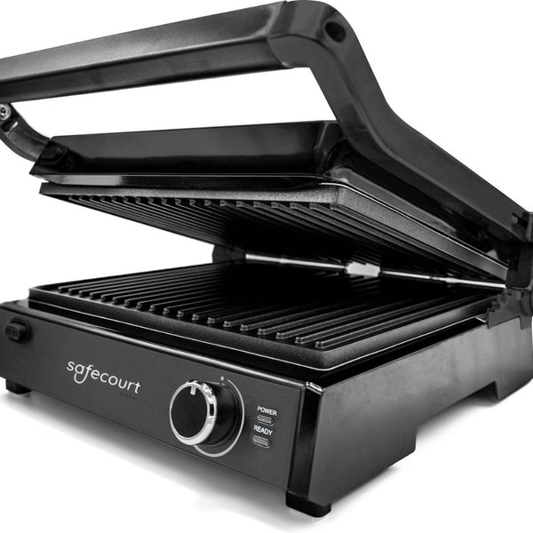 Safecourt Kitchen - Contactgrill 3-in-1 - Tosti-apparaat, Tosti-ijzer & Grillplaat - Uitneembare Platen - PFAS-Vrij - Zwart