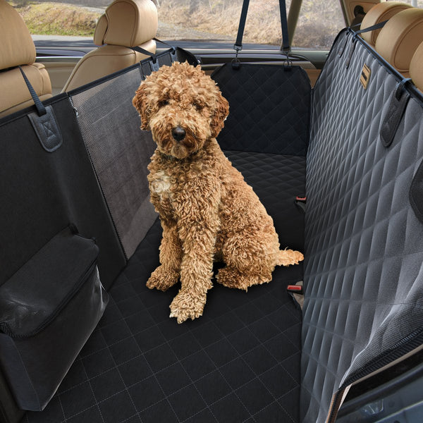 Premium Hondendeken Auto Achterbank - Autodeken Hond Achterbank - Hondenmand Auto - Zwart - Met Opbergtas en 2x Autogordel Hond