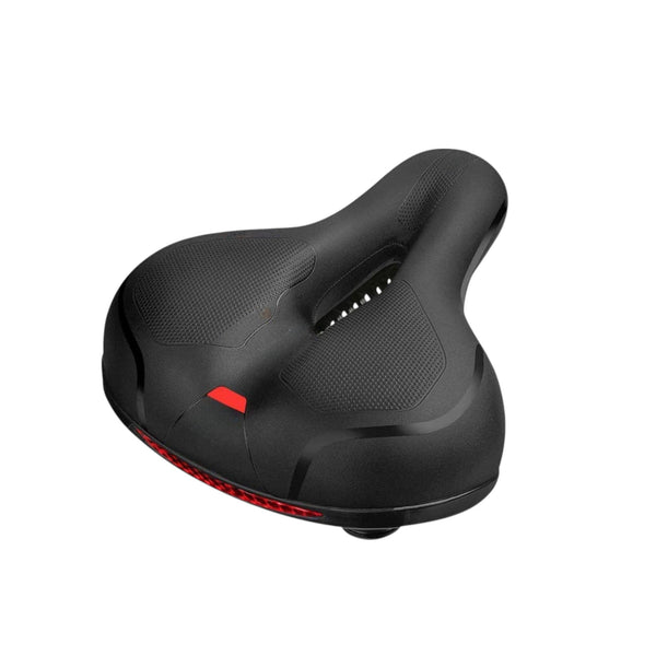 Fietszadel met Schokdemping en Ademend Design – Ergonomisch Zadel met LED-verlichting – Universeel voor Stadsfiets, Elektrische Fiets en MTB – 25x21 cm – Zwart