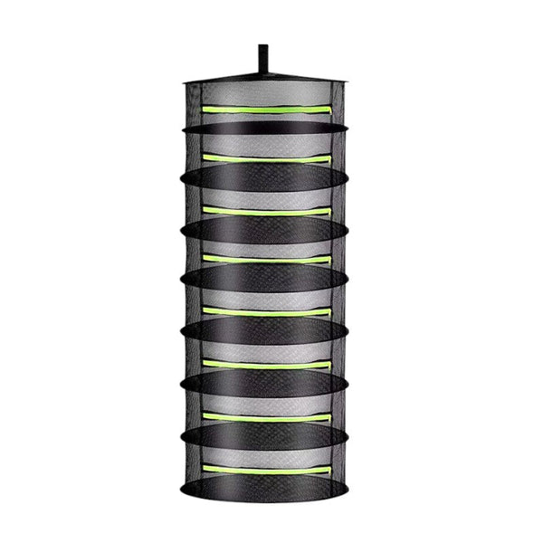 Hangend Droognet voor Kruiden - 8 Laags Droogrek met Ritsen - Opvouwbaar Droogrek voor Binnen en Buiten - Ø 60 cm - 120 cm Hoog – Inclusief Opbergtas – Ademend en Stevig
