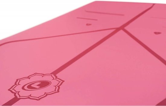Liforme Compacte Reis Yogamat - Fitnessmat Roze - (66 x 180 x 0,2 cm) 1,6 kg | Inclusief Draagtas | Lichtgewicht & Reisvriendelijk | Uitstekende Grip & Snel Drogend | Milieuvriendelijk Rubber | AlignForMe Markeringen | Geschikt voor Yoga Onderweg