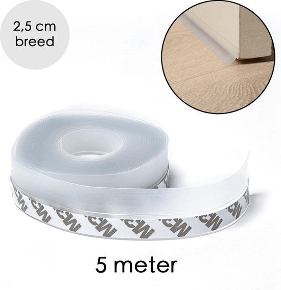 Tochtstrips voor Deuren en Raam Zelfklevend - 5 Meter x 2,5 cm - Transparant – Tochtstrip voor Deur - Tochtband - Sealing Strip – Tocht Strip – Tochtstopper