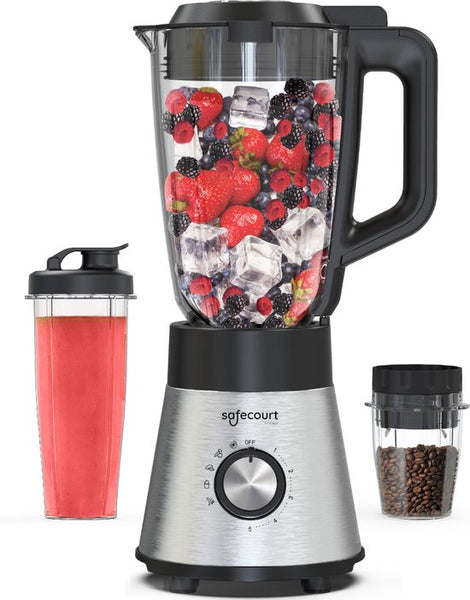 Safecourt Kitchen Power blender - 5 automatische programma's - Smoothie maker - 1300 Watt - RVS