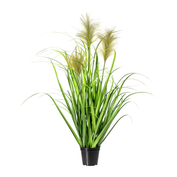 Kopu® Kunstplant Chinees Riet 90 cm - 3 pluimen - in zwarte pot