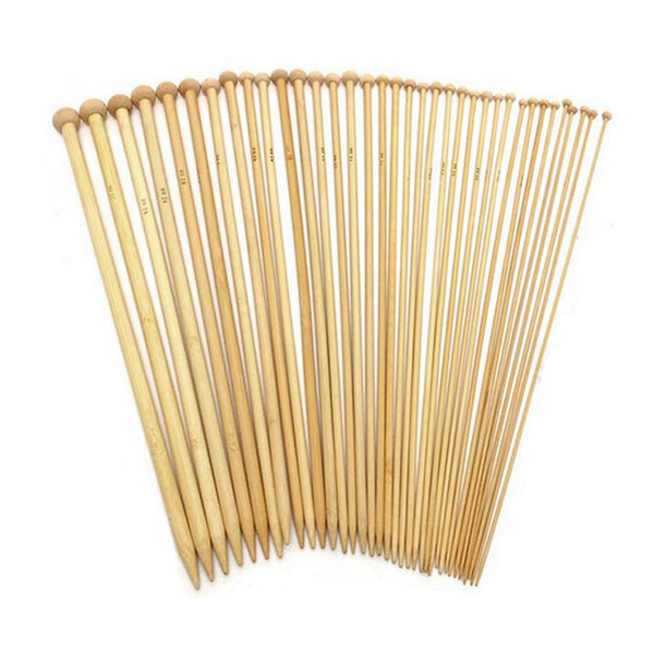 Breinaalden Set Bamboe 36 Stuks - 18 Verschillende Maten - 35 cm Lang - 2 tot 10 mm Dikte