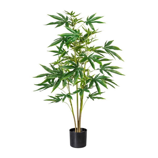 Kopu® Kunstplant Hennep 90 cm met zwarte Pot - 73 bladeren