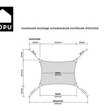 Kopu® Schaduwdoek Rechthoek 280 gram Waterdoorlatend 4x5 m - Grijs
