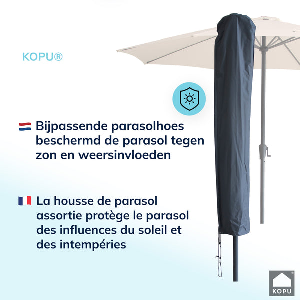 Kopu® Madrid grote Parasol Rond 350 cm met Beschermhoes en Parasolvoet - Creme