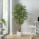Kopu® Kunstplant Ficus 150 cm met witte Pot - 720 bladeren