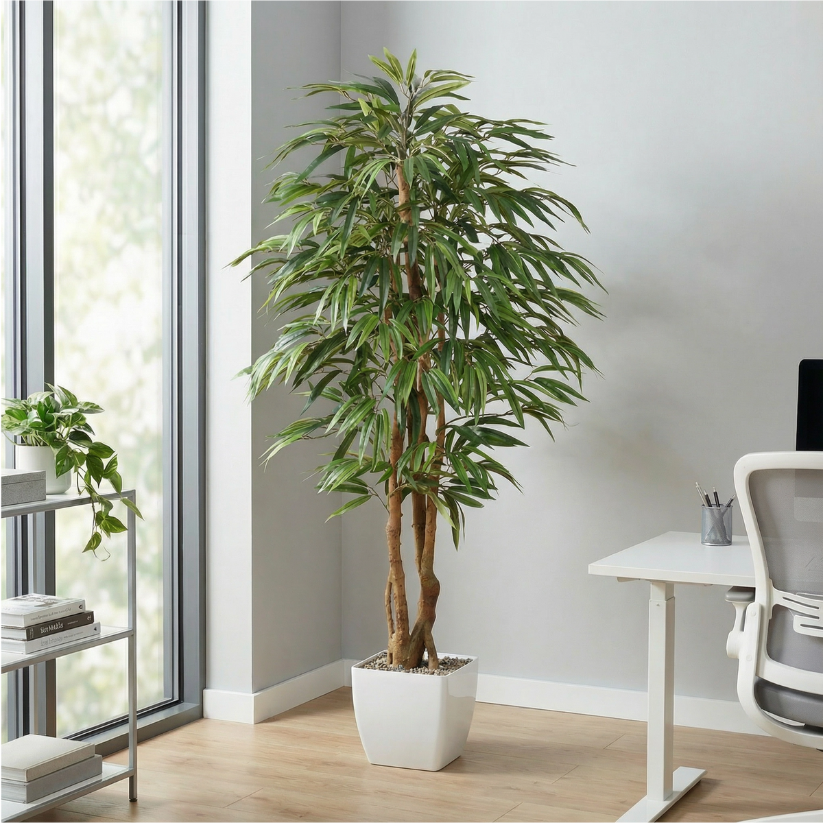 Kopu® Kunstplant Ficus 150 cm met witte Pot - 720 bladeren