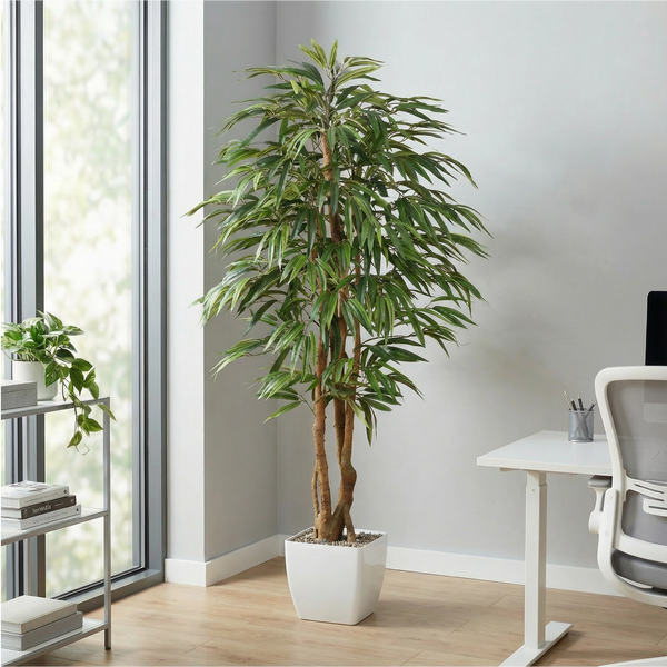 Kopu® Kunstplant Ficus 150 cm met witte Pot - 720 bladeren