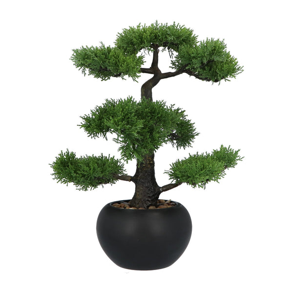 Kopu® Kunstplant Bonsai Ceder 48 cm met zwarte Pot - Bonsai boompje
