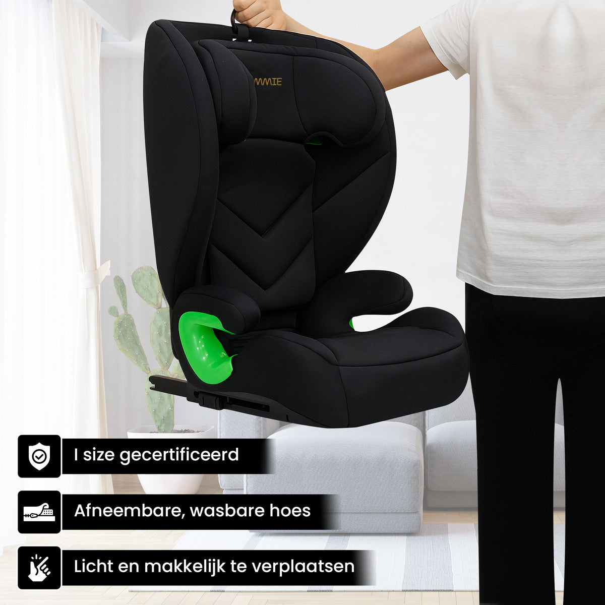 Oemmie Autostoel Zwart-Groen