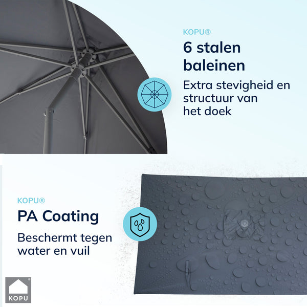 Kopu® Leon Parasol Rechthoek 150x250 cm - met Hoes en Voet - Grijs