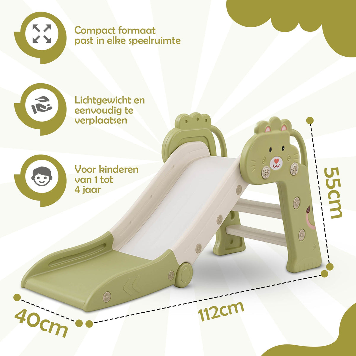 Bambini Glijbaan Groen-Wit