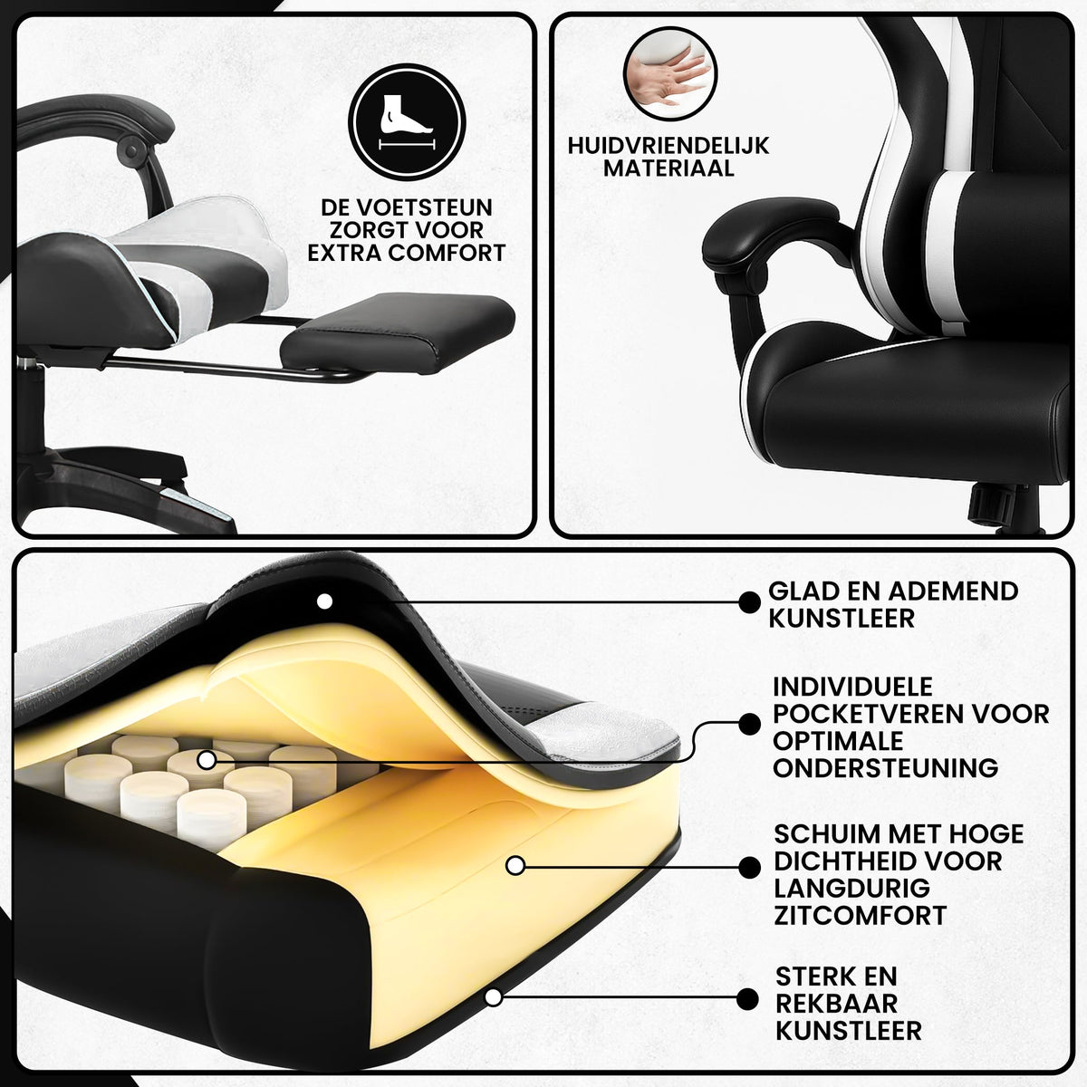 Bayt Gamingstoel Zwart-Wit