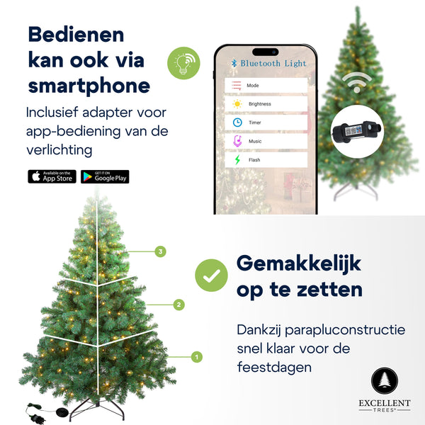 Excellent Trees® Stavanger LED 210 cm - Kerstboom met Verlichting en Smart App