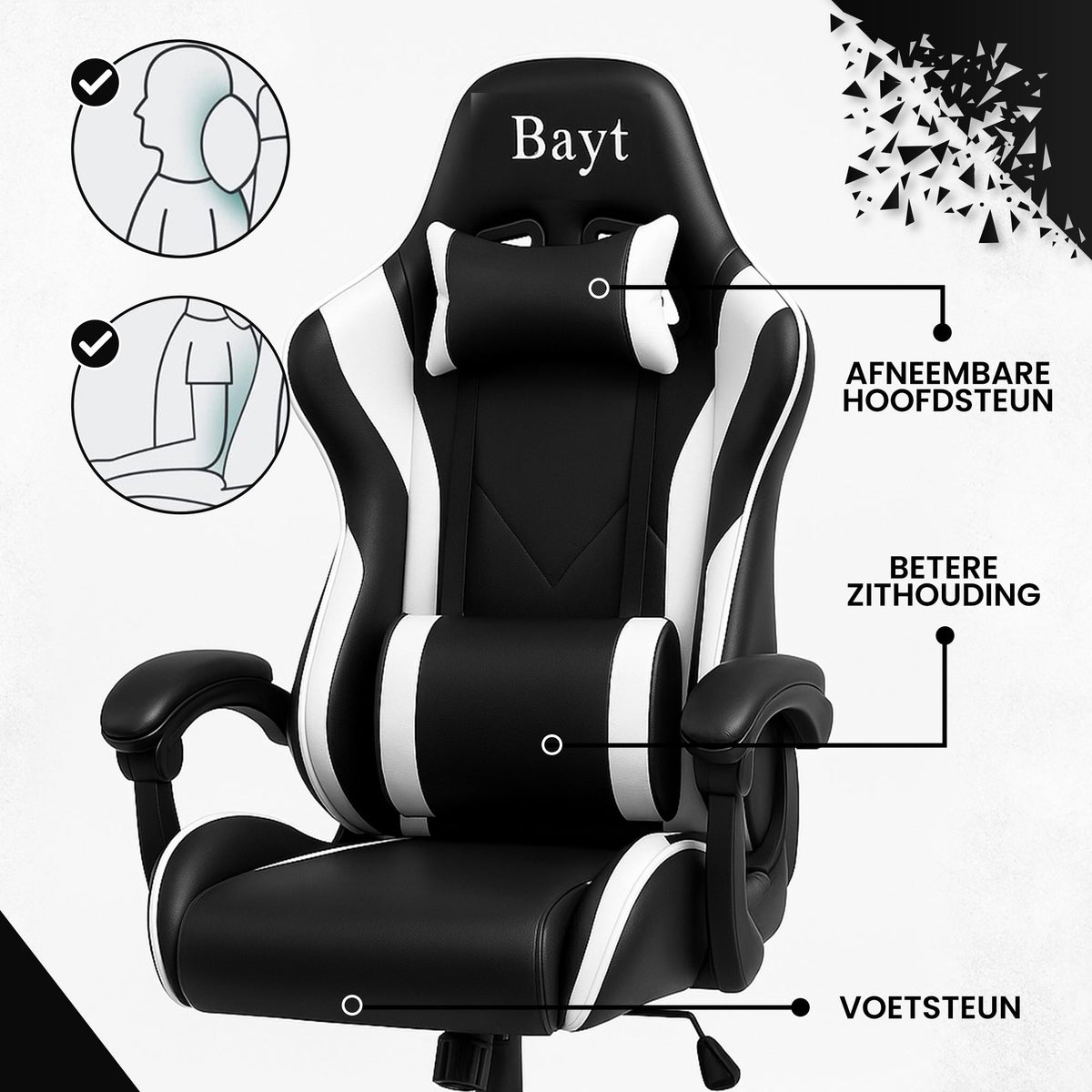 Bayt Gamingstoel Zwart-Wit