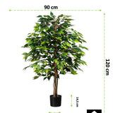 Kopu® Kunstplant Ficus Benjamina 120 cm in zwarte pot - 1260 bladeren