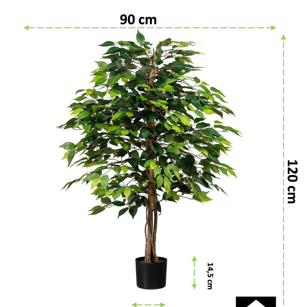 Kopu® Kunstplant Ficus Benjamina 120 cm in zwarte pot - 1260 bladeren
