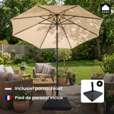 Kopu® Valencia Parasol Rond 300 cm met Beschermhoes en Voet - Creme