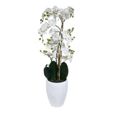 Kopu® Kunstbloem Orchidee 110 cm Wit Bloempot Rond - Phalaenopsis