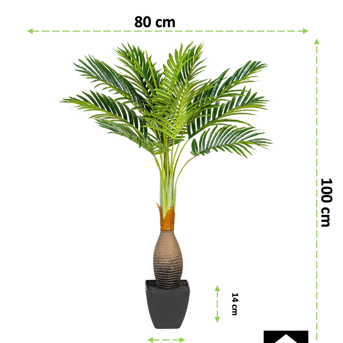 Kopu® Kunstplant Kentiapalm 100 cm 12 varens - zwarte pot - Nepplant