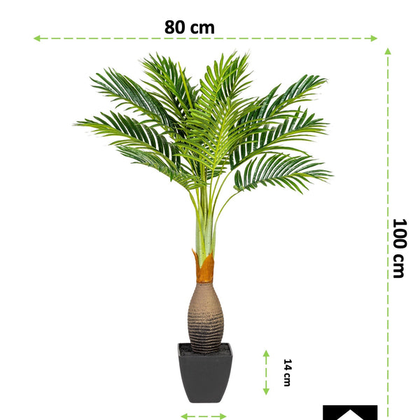 Kopu® Kunstplant Kentiapalm 100 cm 12 varens - zwarte pot - Nepplant