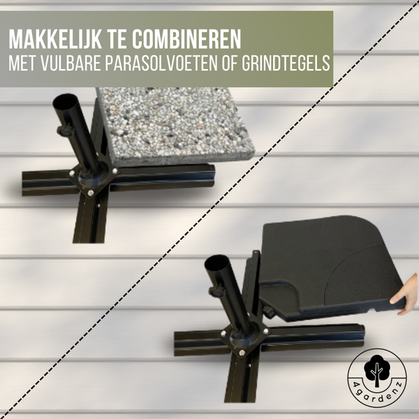 4gardenz® Parasol Kruisvoet voor Verzwaringstegels 77x77x31 cm - Zwart