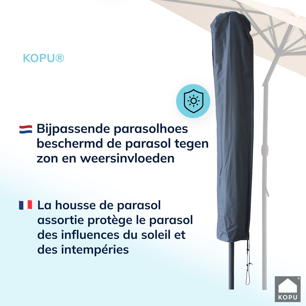 Kopu® Valencia Parasol Rond 300 cm met Beschermhoes en Voet - Creme