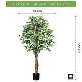 Kopu® Kunstplant Ficus 150 cm - 840 groen-witte bladeren - Natuurstam