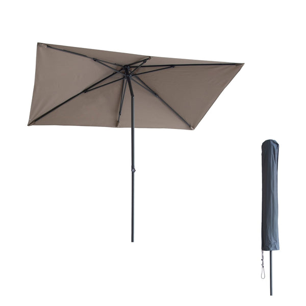 Kopu® Leon Parasol Rechthoek 150x250cm met Hoes - Hoogteverstelbaar - Taupe