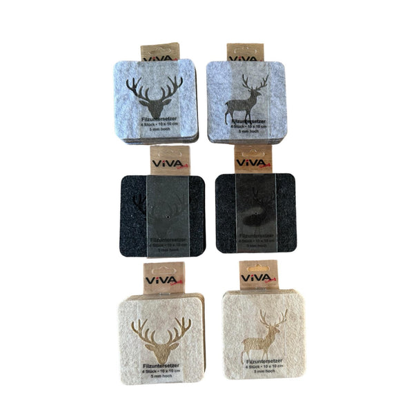 Onderzetters - Beige met Eland - 4 stuks - Vilt - Dubbelzijdig - Tafelbeschermer - Onderzetters voor Glazen