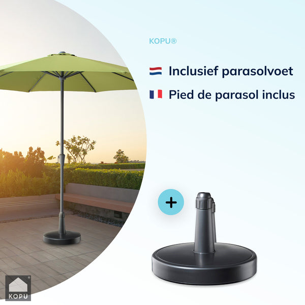 Kopu® Madrid grote Parasol Rond 350 cm met Beschermhoes en Voet - Olijfgroen