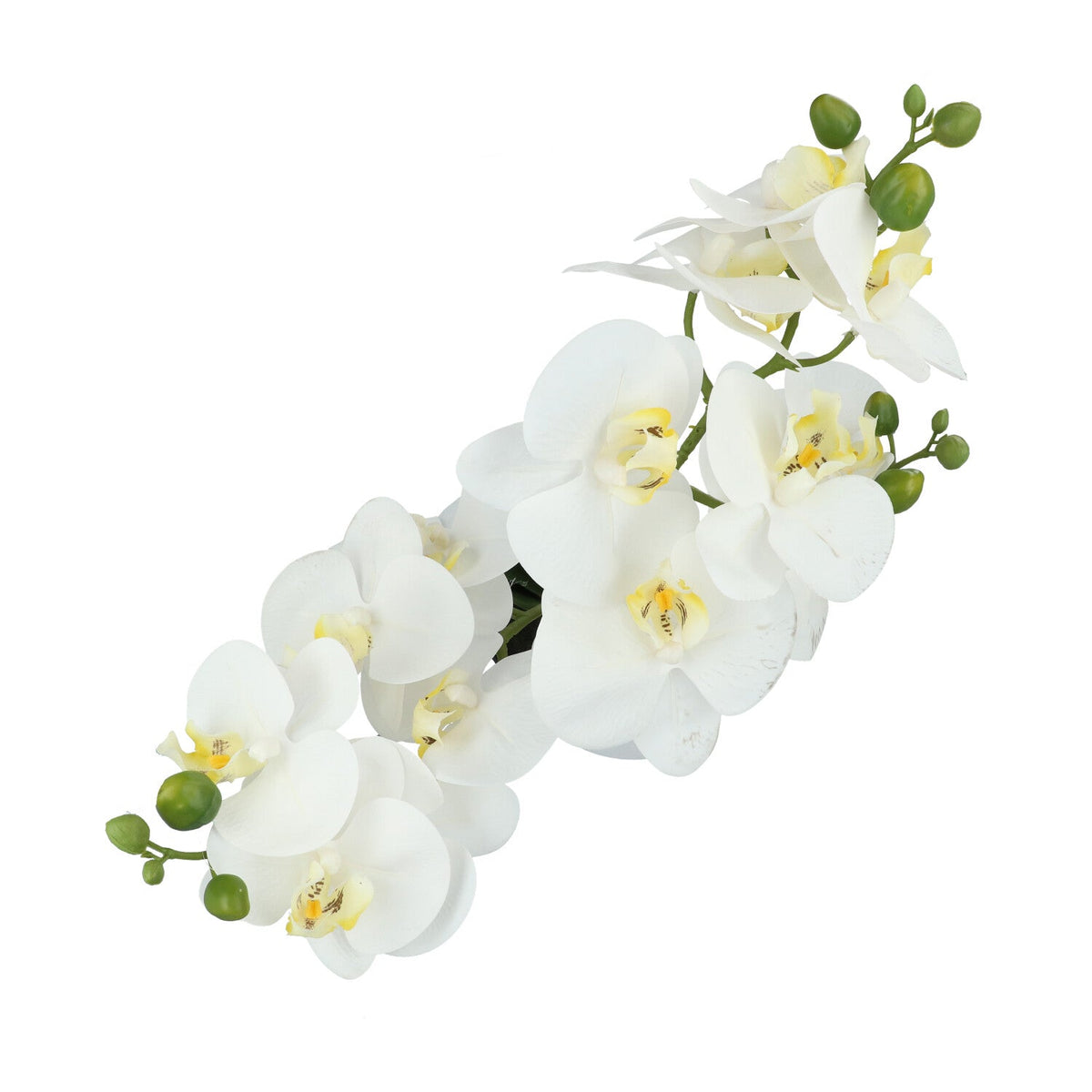 Kopu® Kunstbloem Orchidee 65 cm Wit met zwarte Pot - Phalenopsis