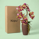 Kopu® Kunstbloem Orchidee 70 cm Paars in bruine Vaas - Phalenopsis