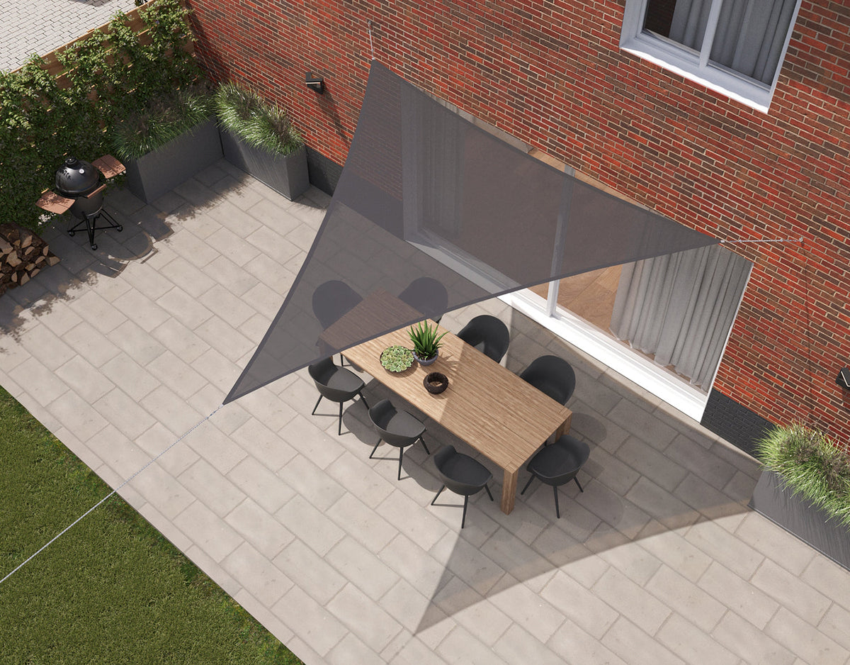 Kopu® Schaduwdoek Driehoek 3 mtr - 280 grams Waterdoorlatend - Grijs
