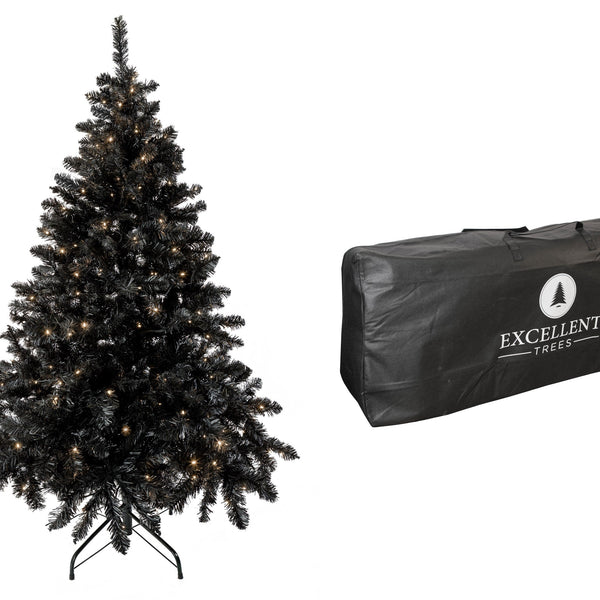 Excellent Trees® Stavanger Black 180 cm Zwarte Kerstboom met Verlichting  - nu met Opbergtas t.w.v. € 27.50