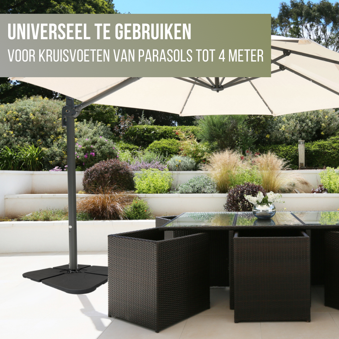 Verzwaringsset Parasolvoet voor Zweefparasols - Vulbaar tot 80 KG
