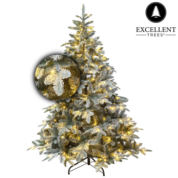 Excellent Trees® LED Otta Witte Kerstboom met Sneeuw en Verlichting 180 cm - Premium kunstkerstboom ⌀114cm - ↕180cm