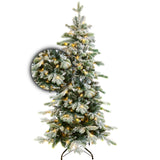 Excellent Trees® LED Varberg Smalle Witte Kerstboom met Sneeuw en Verlichting 150 cm -  ⌀86cm - ↕150cm