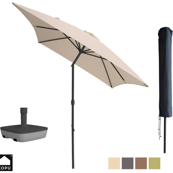 Kopu® Sevilla Parasol Rechthoek 200x300 cm met Hoes en voet - Creme