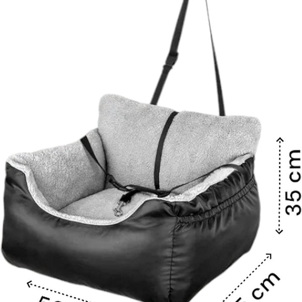 Autostoel Hond - Zwart - 50 x 55 x 35 cm - Hondenmand Met Veiligheidsriempje Voor In De Auto - Automand Hond - Hondenstoel voor Honden