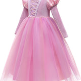 Luxe Roze Rapunzel Winter Prinsessenjurk