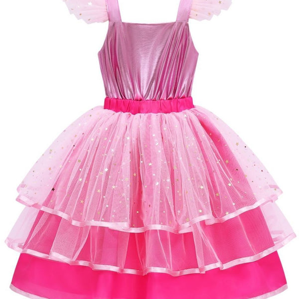 Luxe Barbie Prinsessenjurk Metallic Roze