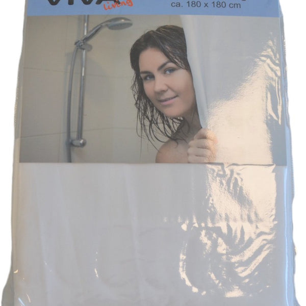 Douchegordijn - Wit - 180 cm x 180 cm - Inclusief ringen - Anti Schimmel - Polyester - Badgordijn