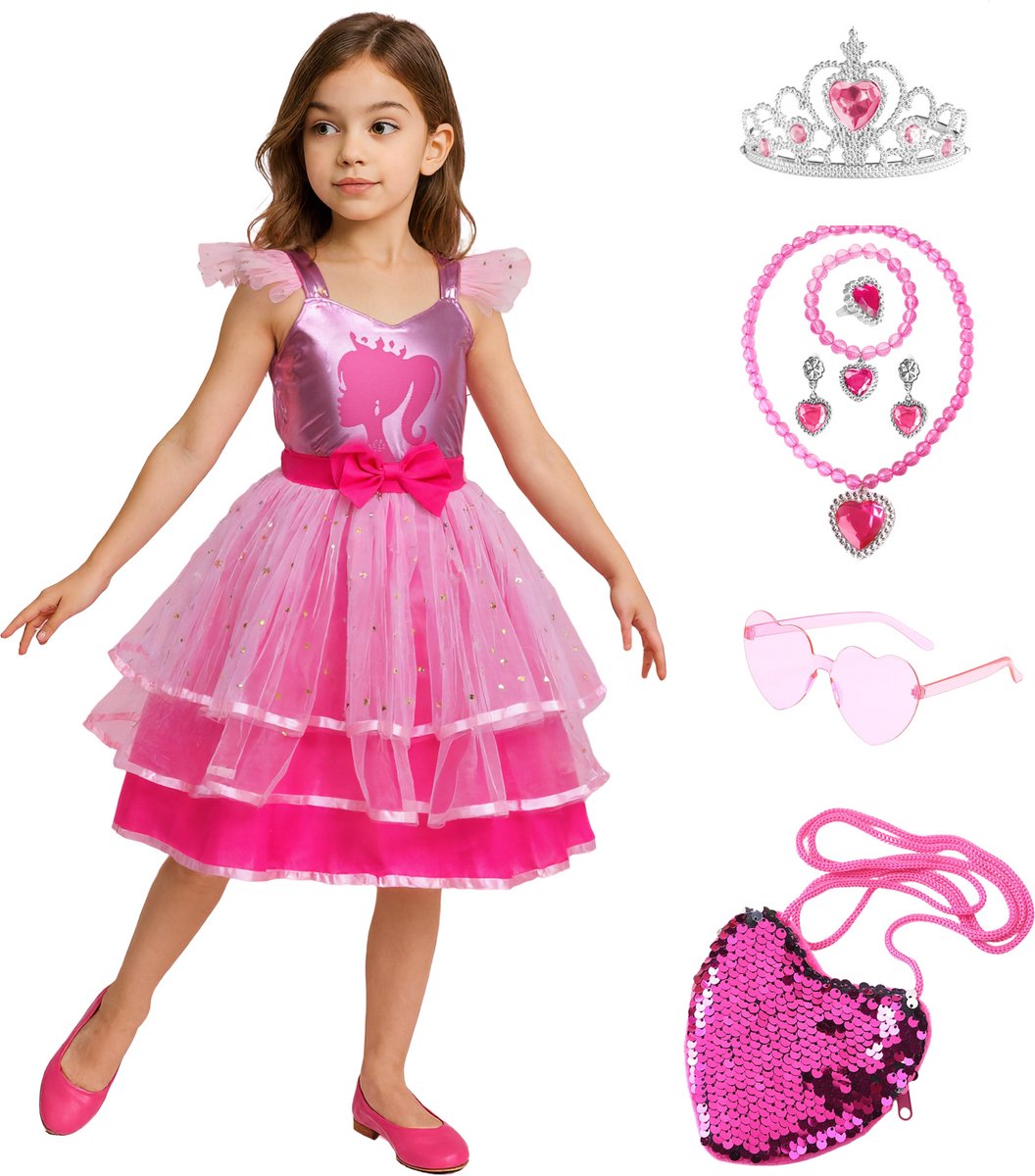 Luxe Barbie Prinsessenjurk Metallic Roze