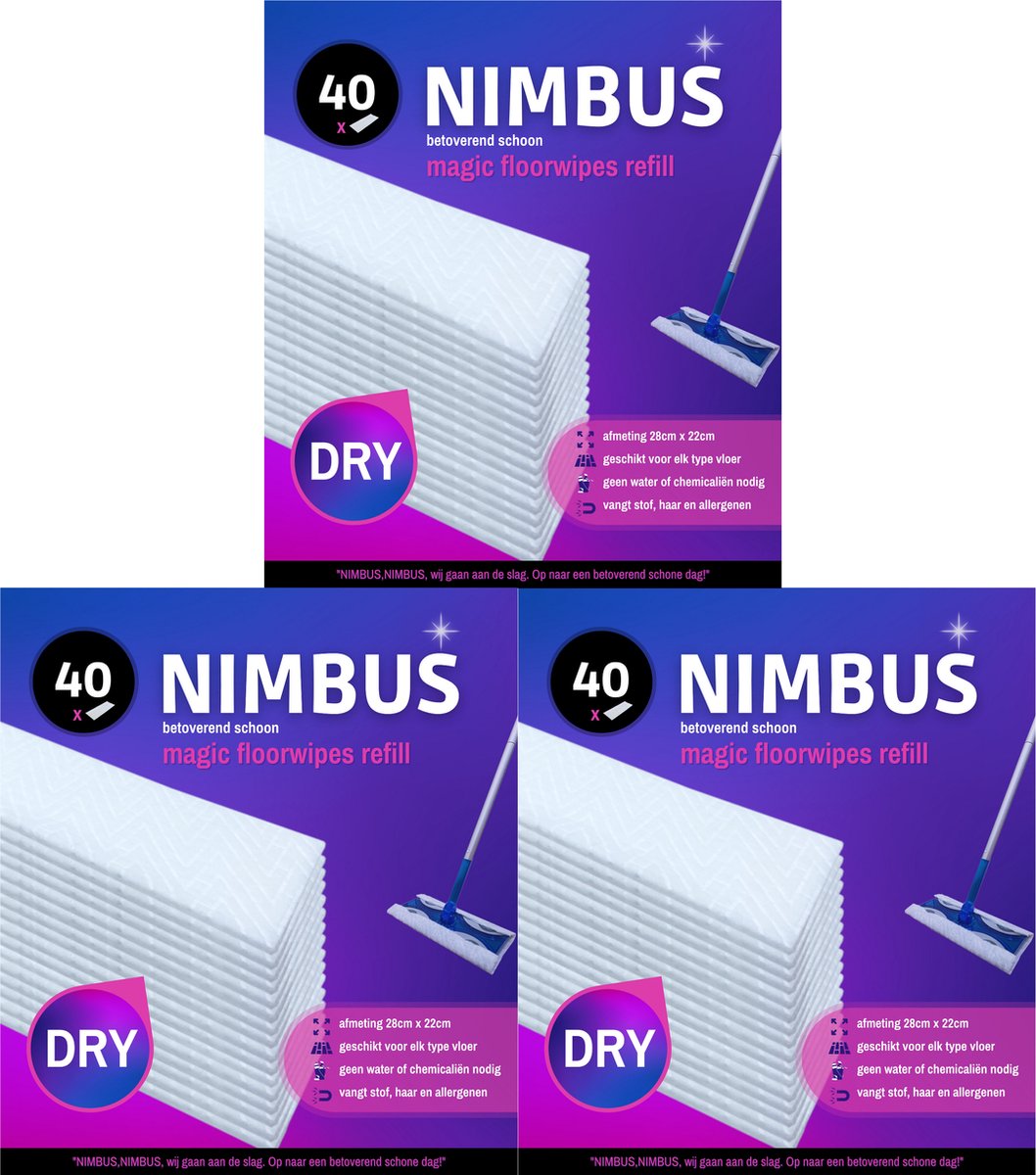 NIMBUS Magic Floorwipes Refill (120x) - Droge Vloerdoekjes - Geschikt voor Swiffer Vloerwisser