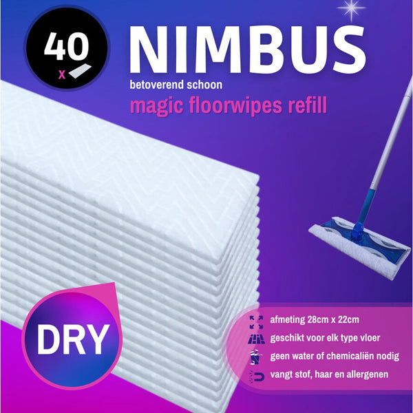 NIMBUS Magic Floorwipes Refill (40x) - Droge Vloerdoekjes - Geschikt voor Swiffer