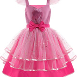 Luxe Barbie Prinsessenjurk Metallic Roze